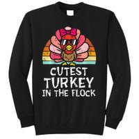 Cutest Turkey In The Flock Retro Thanksgiving Tall Sweatshirt