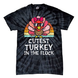 Cutest Turkey In The Flock Retro Thanksgiving Tie-Dye T-Shirt