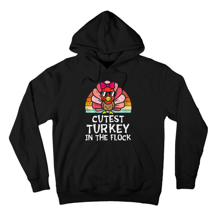 Cutest Turkey In The Flock Retro Thanksgiving Tall Hoodie