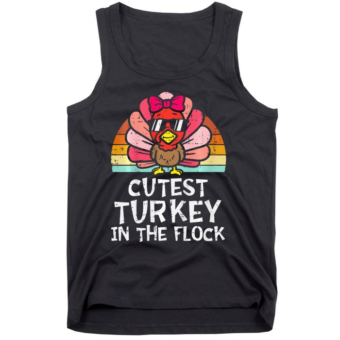 Cutest Turkey In The Flock Retro Thanksgiving Tank Top