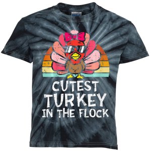 Cutest Turkey In The Flock Retro Thanksgiving Kids Tie-Dye T-Shirt