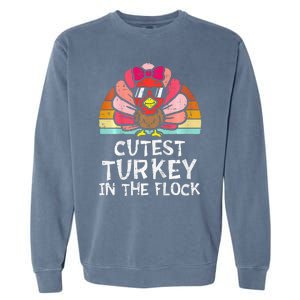 Cutest Turkey In The Flock Retro Thanksgiving Garment-Dyed Sweatshirt