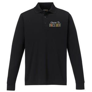 Choose To Include Special Education Teacher Autism Awareness Gift Performance Long Sleeve Polo