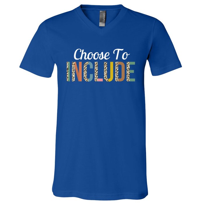 Choose To Include Special Education Teacher Autism Awareness Gift V-Neck T-Shirt