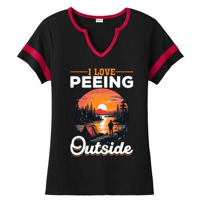 Camping Tent I Love Peeing Outside Ladies Halftime Notch Neck Tee