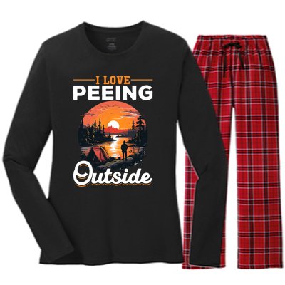 Camping Tent I Love Peeing Outside Women's Long Sleeve Flannel Pajama Set 