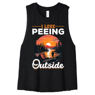 Camping Tent I Love Peeing Outside Women's Racerback Cropped Tank