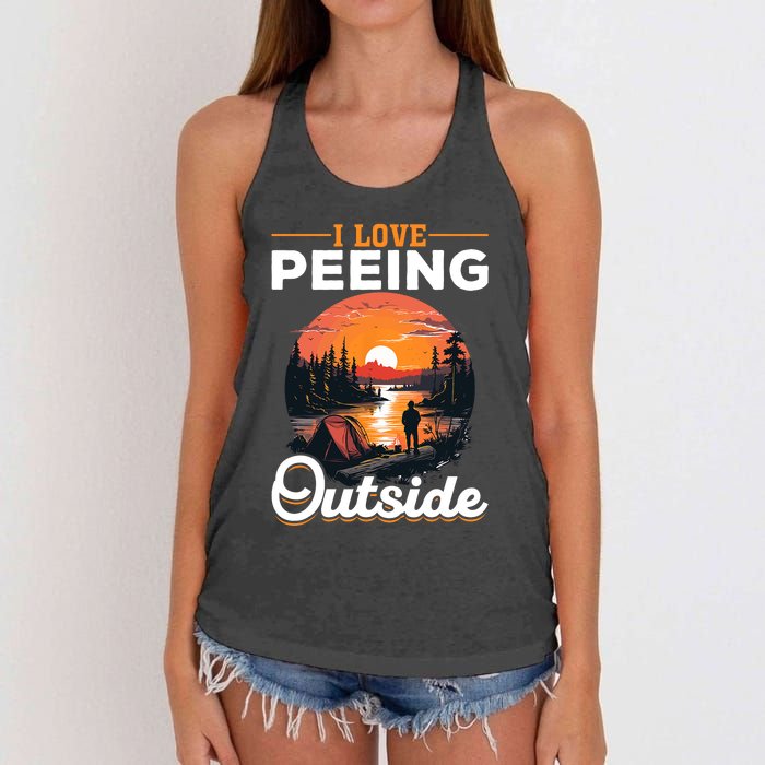 Camping Tent I Love Peeing Outside Women's Knotted Racerback Tank