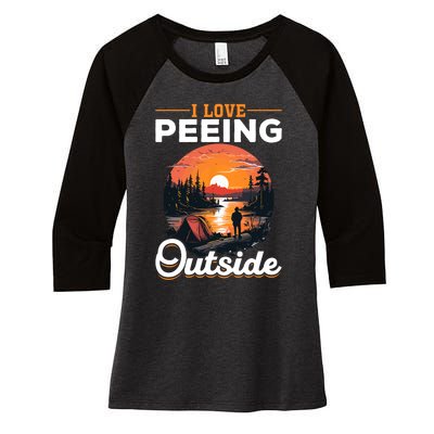 Camping Tent I Love Peeing Outside Women's Tri-Blend 3/4-Sleeve Raglan Shirt