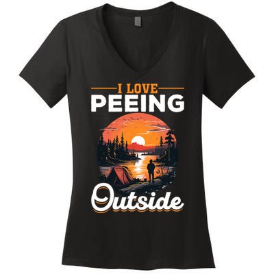 Camping Tent I Love Peeing Outside Women's V-Neck T-Shirt