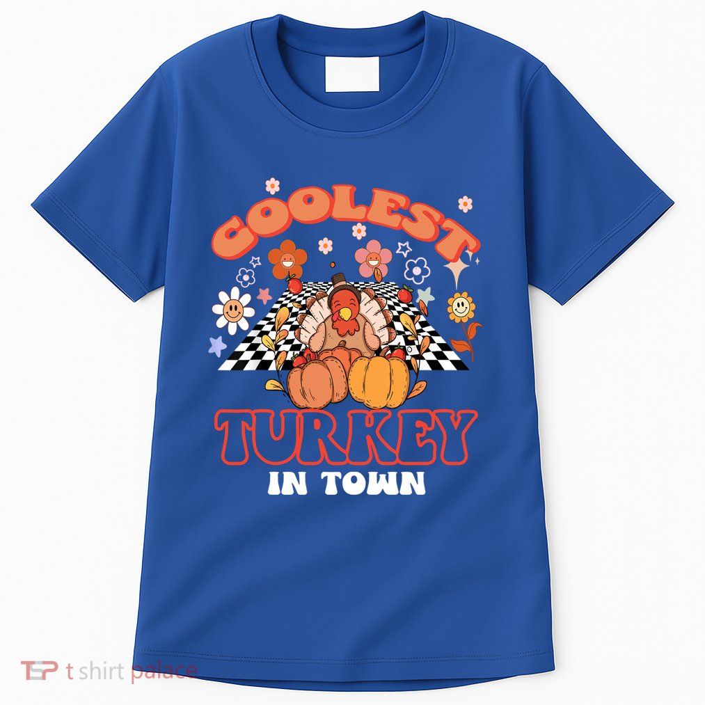Coolest Turkey In Town Groovy Thanksgiving Matching Family Gift Tall T-Shirt