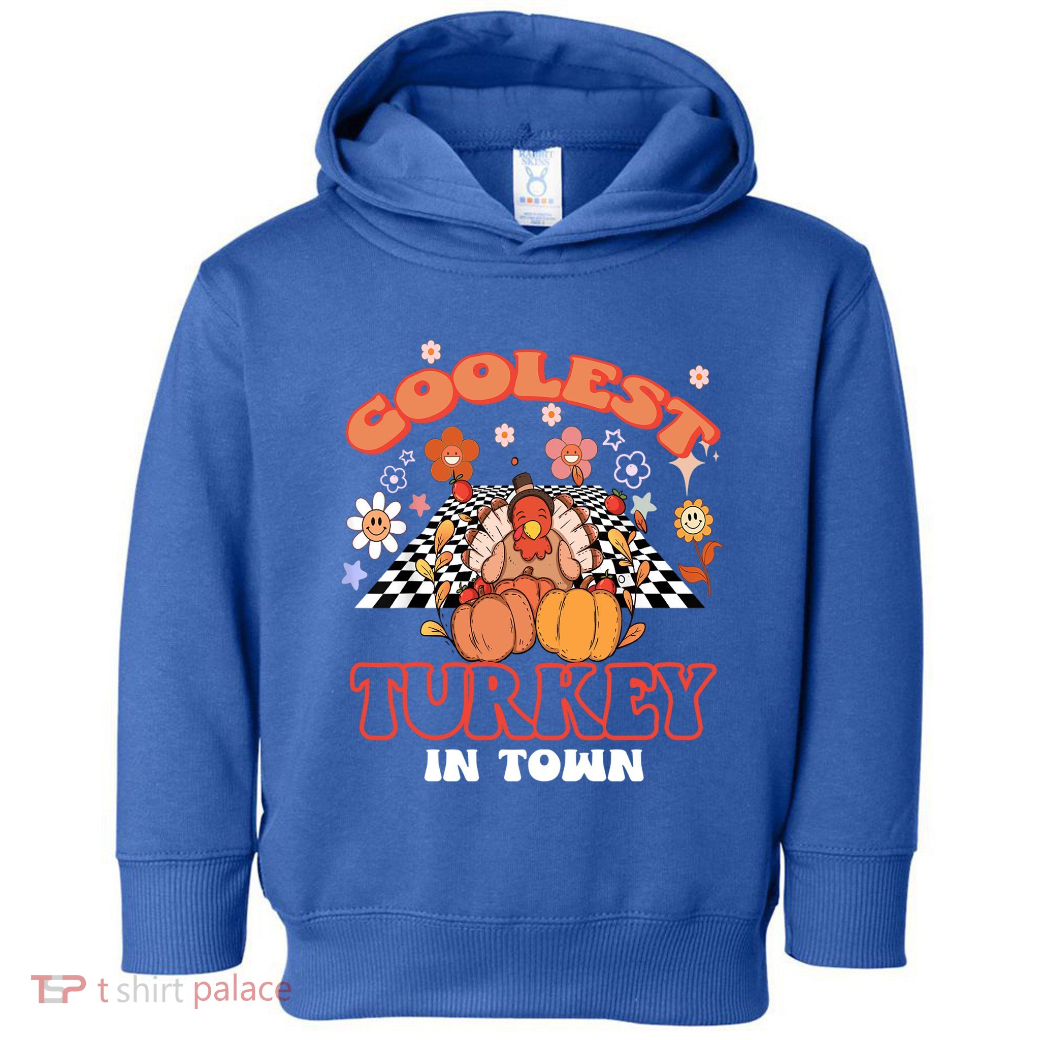 Coolest Turkey In Town Groovy Thanksgiving Matching Family Gift Toddler Hoodie
