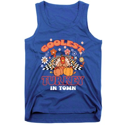 Coolest Turkey In Town Groovy Thanksgiving Matching Family Gift Tank Top