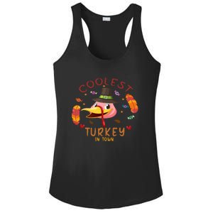 Coolest Turkey In Town Happy Thanksgiving Birthday Presents Gift Ladies PosiCharge Competitor Racerback Tank