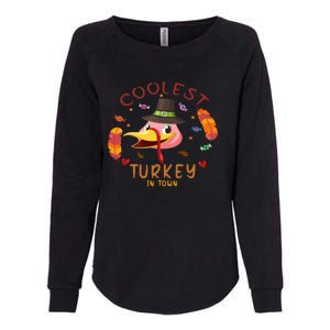 Coolest Turkey In Town Happy Thanksgiving Birthday Presents Gift Womens California Wash Sweatshirt