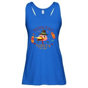 Coolest Turkey In Town Happy Thanksgiving Birthday Presents Gift Ladies Essential Flowy Tank