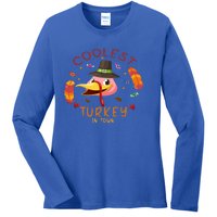 Coolest Turkey In Town Happy Thanksgiving Birthday Presents Gift Ladies Long Sleeve Shirt