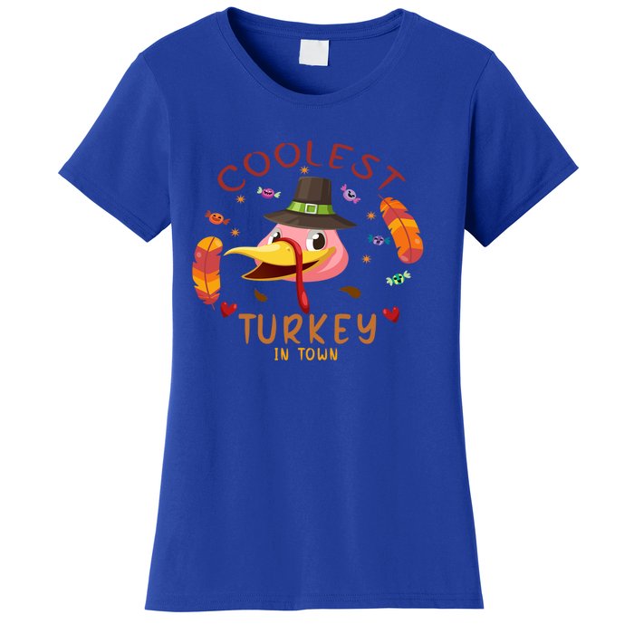 Coolest Turkey In Town Happy Thanksgiving Birthday Presents Gift Women's T-Shirt