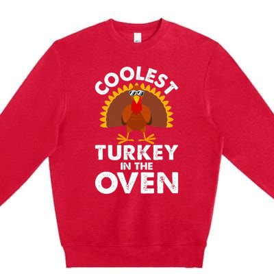 Coolest Turkey In The Oven Humor Funny Thanksgiving Gifts Premium Crewneck Sweatshirt