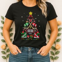 Christmas Tree Ice Hockey Ornaments Xmas Womens T-Shirt