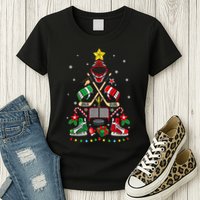 Christmas Tree Ice Hockey Ornaments Xmas Womens T-Shirt