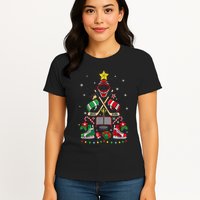 Christmas Tree Ice Hockey Ornaments Xmas Womens T-Shirt
