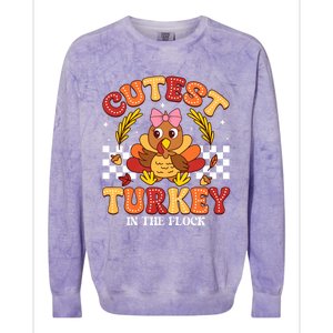 Cutest Turkey In The Flock Thanksgiving Colorblast Crewneck Sweatshirt