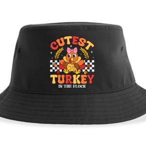 Cutest Turkey In The Flock Thanksgiving Sustainable Bucket Hat