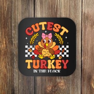 Cutest Turkey In The Flock Thanksgiving Coaster