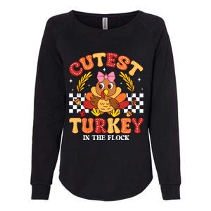 Cutest Turkey In The Flock Thanksgiving Womens California Wash Sweatshirt