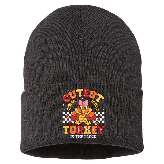 Cutest Turkey In The Flock Thanksgiving Sustainable Knit Beanie