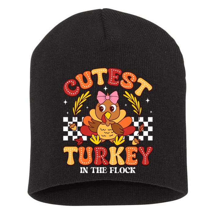 Cutest Turkey In The Flock Thanksgiving Short Acrylic Beanie