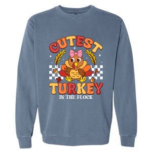 Cutest Turkey In The Flock Thanksgiving Garment-Dyed Sweatshirt