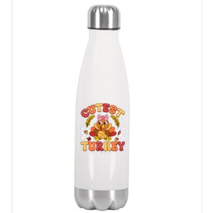 Cutest Turkey In The Flock Thanksgiving Stainless Steel Insulated Water Bottle