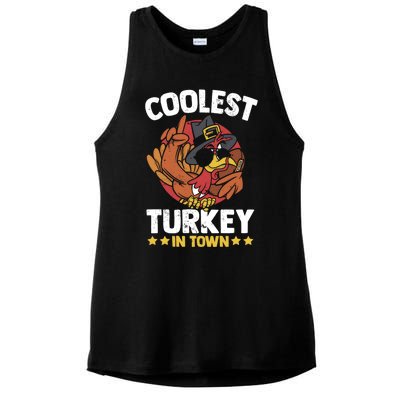 Coolest Turkey In Town Sunglasses Turkey Lover Great Gift Ladies PosiCharge Tri-Blend Wicking Tank