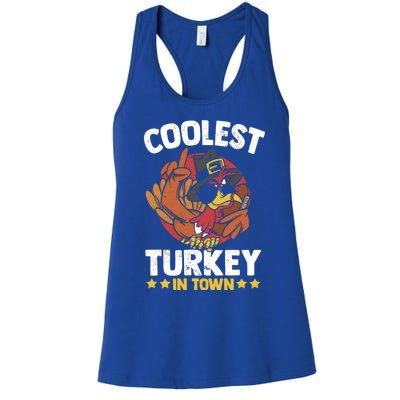 Coolest Turkey In Town Sunglasses Turkey Lover Great Gift Women's Racerback Tank