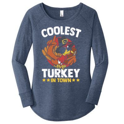 Coolest Turkey In Town Sunglasses Turkey Lover Great Gift Women's Perfect Tri Tunic Long Sleeve Shirt