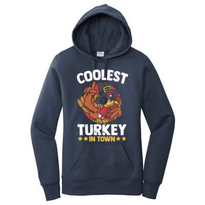 Coolest Turkey In Town Sunglasses Turkey Lover Great Gift Women's Pullover Hoodie