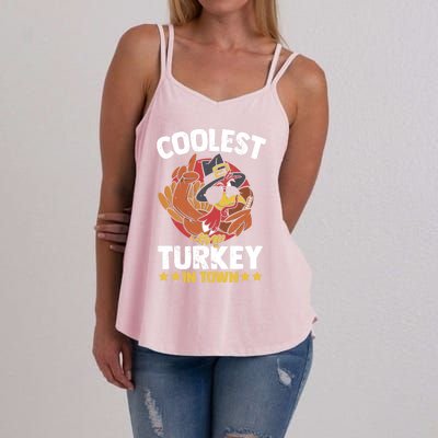 Coolest Turkey In Town Sunglasses Turkey Lover Great Gift Women's Strappy Tank