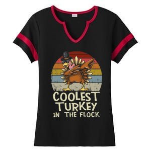 Coolest Turkey In The Flock Toddler Boys Thanksgiving Ladies Halftime Notch Neck Tee