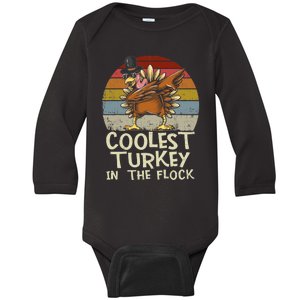 Coolest Turkey In The Flock Toddler Boys Thanksgiving Baby Long Sleeve Bodysuit