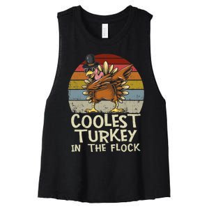 Coolest Turkey In The Flock Toddler Boys Thanksgiving Women's Racerback Cropped Tank