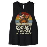 Coolest Turkey In The Flock Toddler Boys Thanksgiving Women's Racerback Cropped Tank