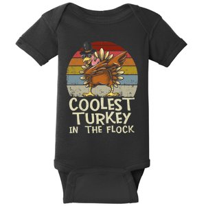 Coolest Turkey In The Flock Toddler Boys Thanksgiving Baby Bodysuit