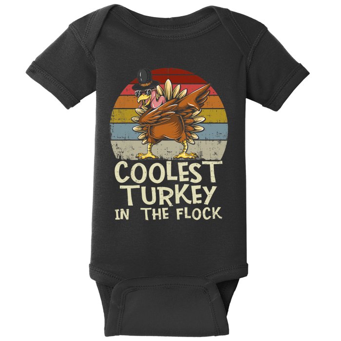 Coolest Turkey In The Flock Toddler Boys Thanksgiving Baby Bodysuit