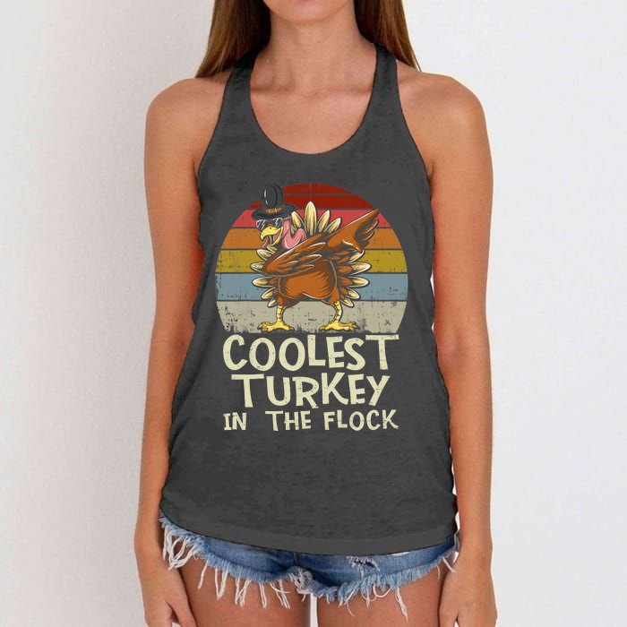 Coolest Turkey In The Flock Toddler Boys Thanksgiving Women's Knotted Racerback Tank