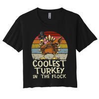 Coolest Turkey In The Flock Toddler Boys Thanksgiving Women's Crop Top Tee