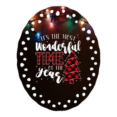 Christmas Trees ItS The Most Wonderful Time Of The Year Ceramic Oval Ornament