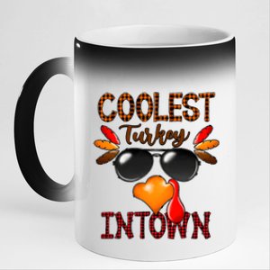 Coolest Turkey In Town Leopard Cool Gift Funny Gift 11oz Black Color Changing Mug