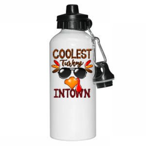 Coolest Turkey In Town Leopard Cool Gift Funny Gift Aluminum Water Bottle